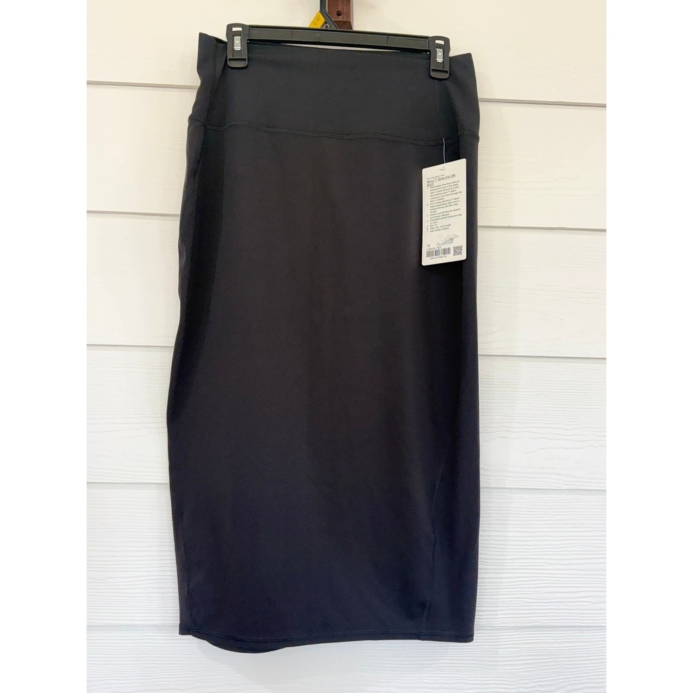 A- 7- Lululemon Nulu Slim-Fit HR Skirt Black Midi High Rise LW8AH0S Size 12 NEW